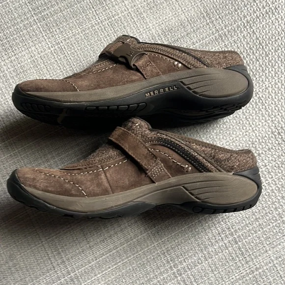 Merrell Encore Sidestep J66626 Brown Leather Slip On Mules Shoes - Picture 3 of 8